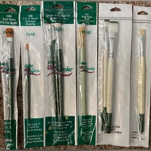 New Mixed Lot Bundle 10 Plaid Folk Art One Stroke Donna Dewberry Paint Brushes